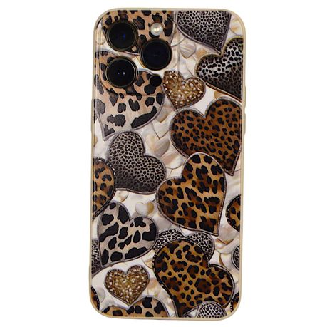 Phone Case with Leopard Print Hearts - Iphone 14 Pro Max - Cream Image