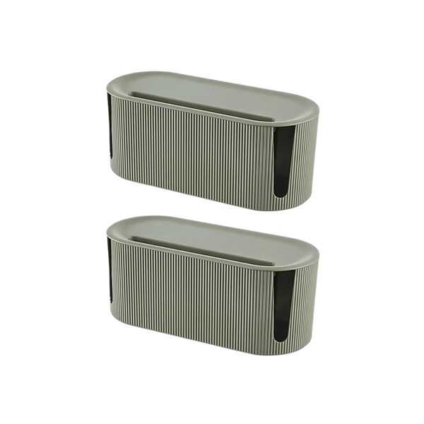 Ribbed Cable Management Storage Box - 2 Pack