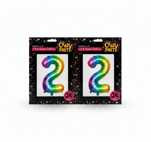 Crazy Party Rainbow Helium Foil Balloons 65 cm - 2 Piece Set - 2 Pack