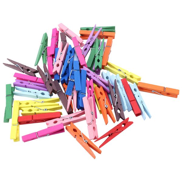 3-Inch Large Natural Colorful Wooden Clothespins Set Of 50 Pins