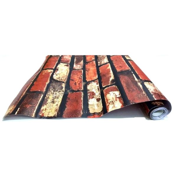 Self Adhesive PVC Bricks Wallpaper for Wall 950cm - Brown