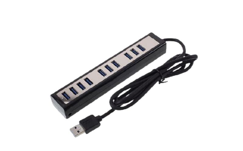 10 Port USB 3.0 Super Speed Hub - Black and Silver