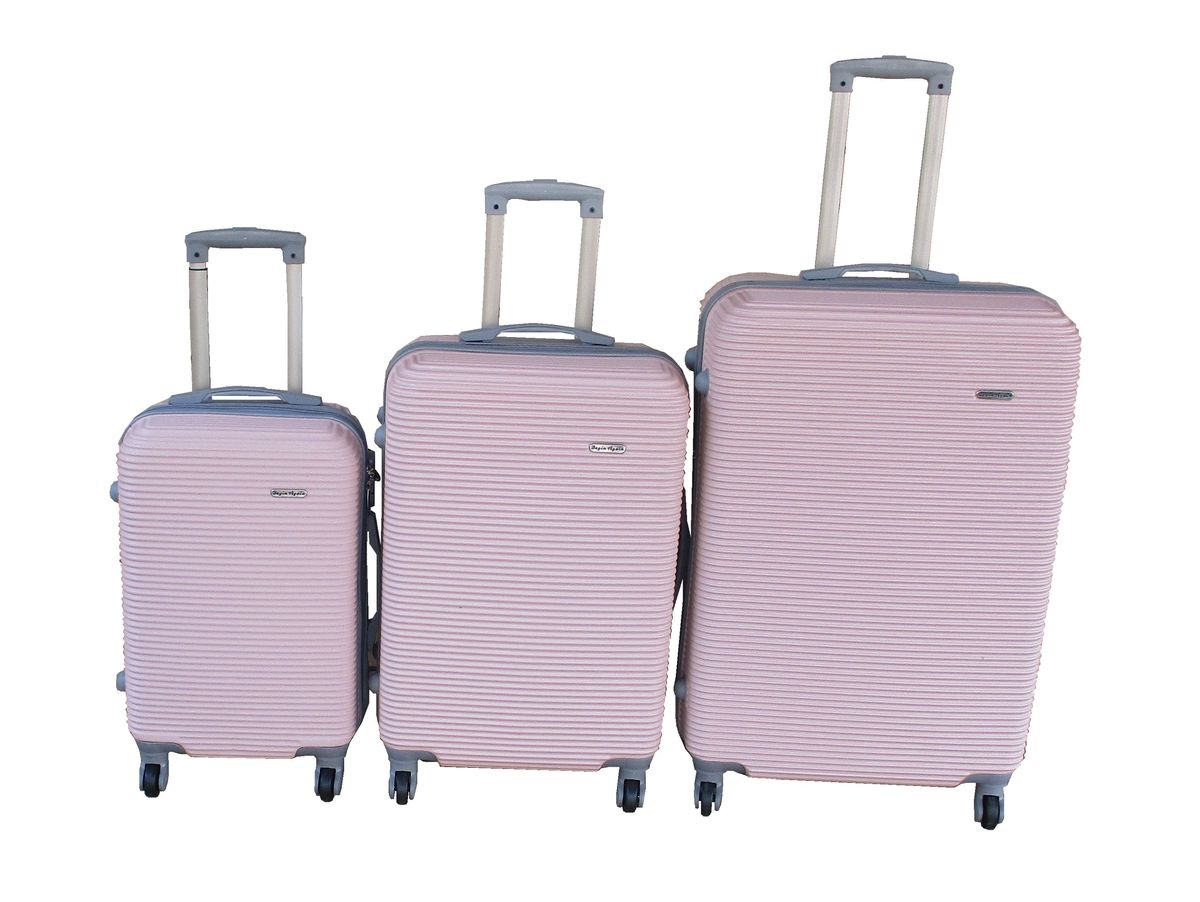Light Pink ABS 3-Piece Luggage Set with Spinner Wheels and Lock - Durable