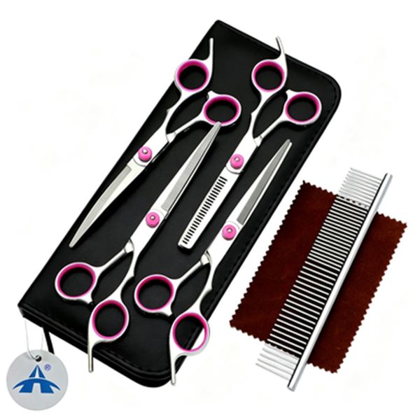 ALANES 6 In 1 Pet Grooming Scissors Set with Safety Round Tips