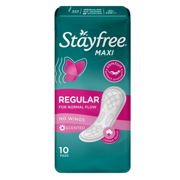 Stayfree®, Sanitary Pads, Maxi, Regular, Thick, Scented, Pack of 10