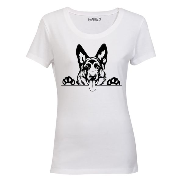 German Shepherd Peeking - White