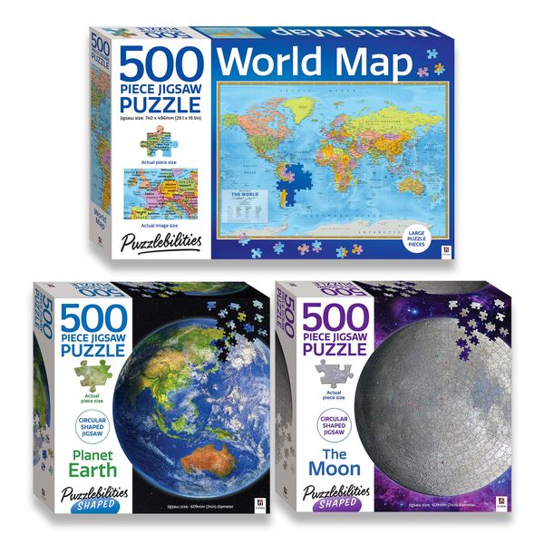 Earth &amp; Moon Jigsaw Puzzle 500-Piece