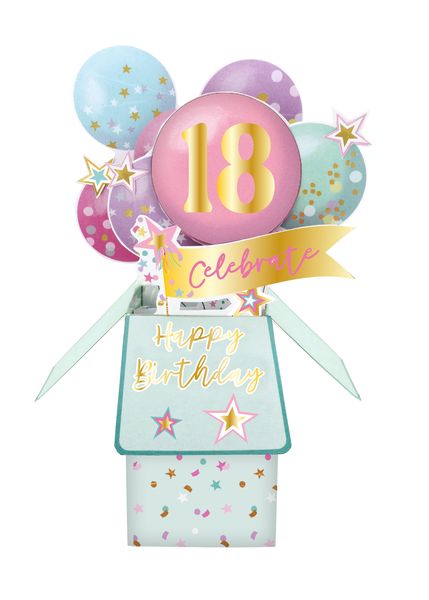 Clever Cubes 3D Pop-up card - 18th Fem Birthday