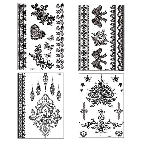 Beauty Temporary Henna Lace Body Tattoos Stencils Set of 4 (20.8cm)