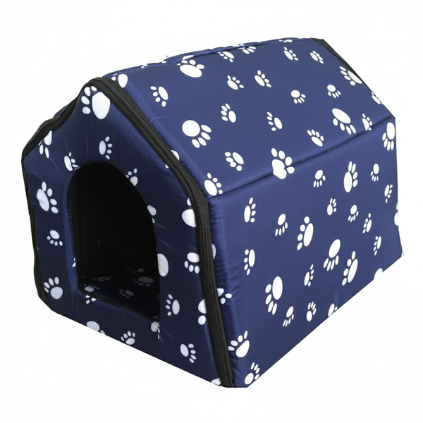Large Zip-Up Dog or Cat Washable House Pet Bed Paw-Print Design