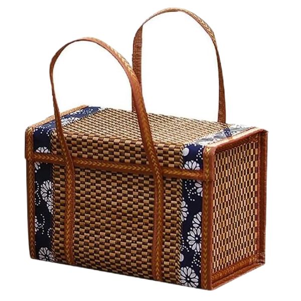 Decor Foldable Handwoven Bamboo Storage Picnic Basket With Handles - 50cm