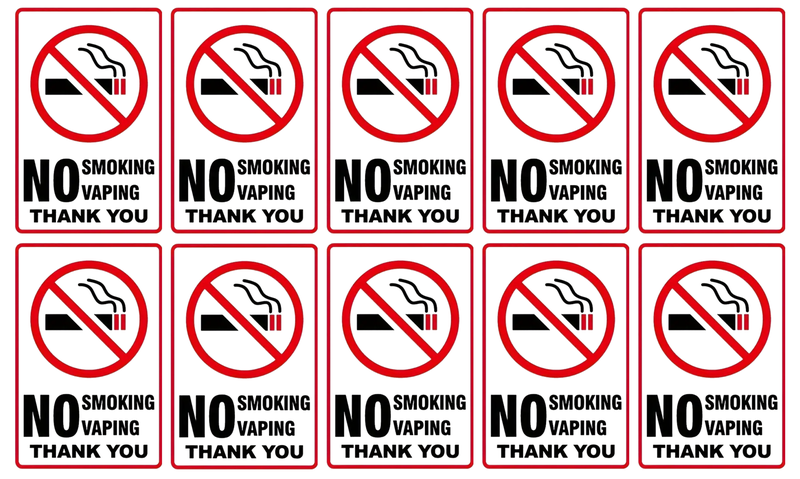 NO Smoking/Vaping Vinyl Stickers - 10 PACK