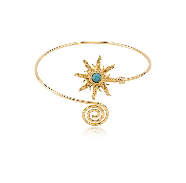 Vintage-Style Sun Bracelet Turquoise Opening Adjustable Design