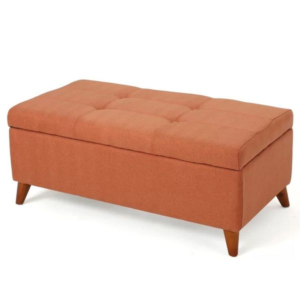 Tallu Upholstered Storage Ottoman In Orange Velv image