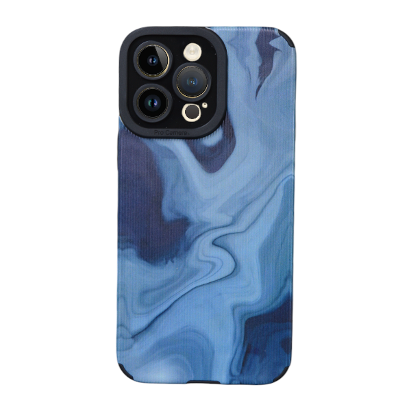 Black and Blue Tie Dye Design Phone Case For iPhone 14 Pro - Blue