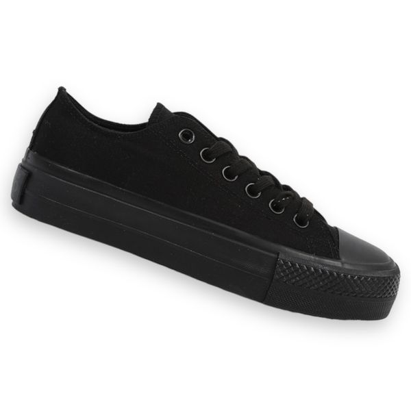 EKKO Ladies Platform Fashion Sneakers Lo - All Black