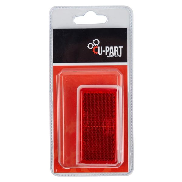 Bulk Pack x 14 U-Part Stick On Rectangular Reflector Red 65mm 2 Pack