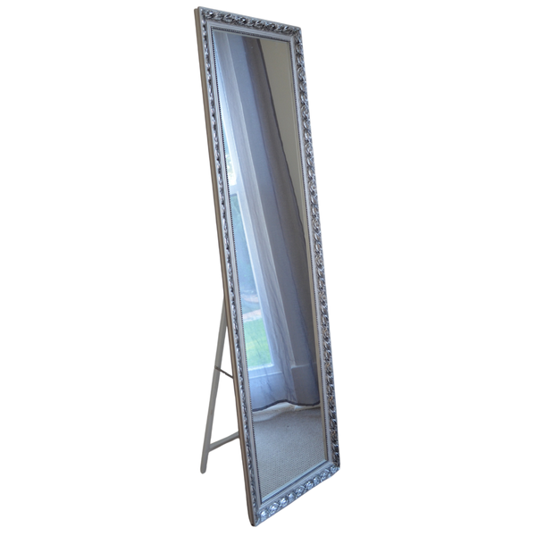 Free Standing Mirror or Wall Mount - Silver Frame