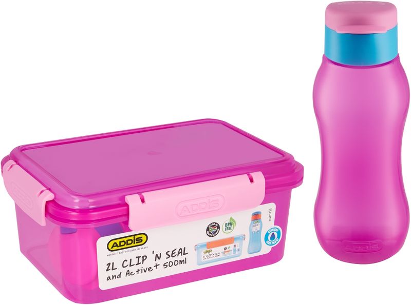 Addis - Clip n Seal 2l Lunch Box and 500ml Bottle