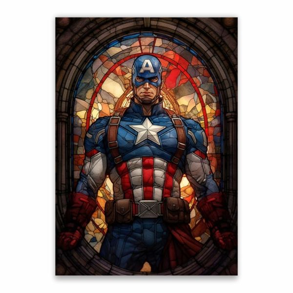 Captain America Stained Glass Poster - A1