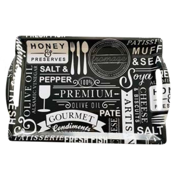 Melamine Black and White Serving Tray