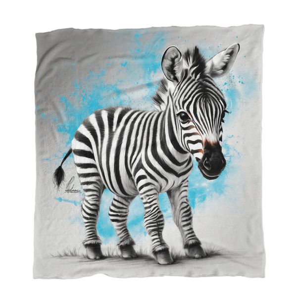 Blue Baby Zebra Minky Blanket By Nathan Pieterse image
