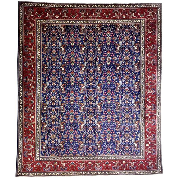 Aman Rugs All Over Persian Tabriz Hand Knotted Navy/Red Rug - 386 x 300 cm