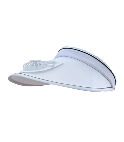 White Sun Hat Women's Men's Visor Cap with USB Fan