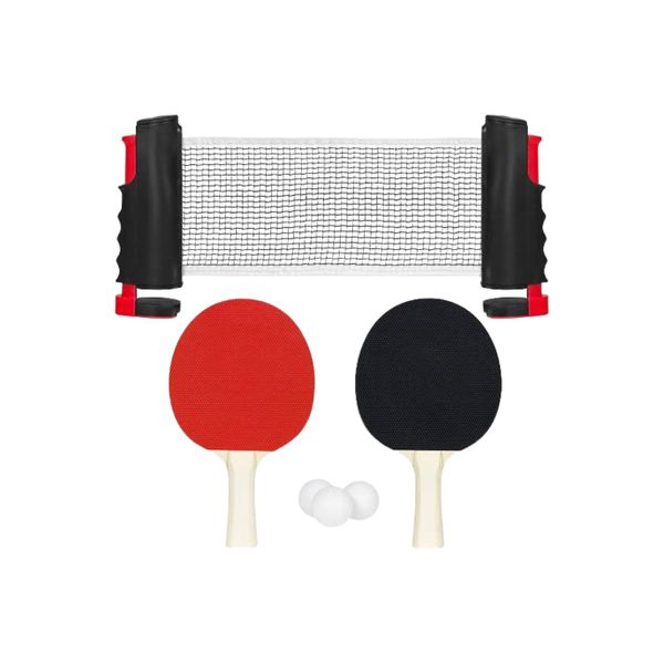 Retractable Table Tennis Set - Net, 2 Paddles &amp; Ball - Portable Kit