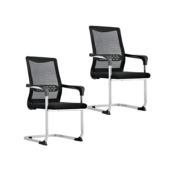 Set Of 2 High-Back Mesh Visitors Office Chair Without Wheels