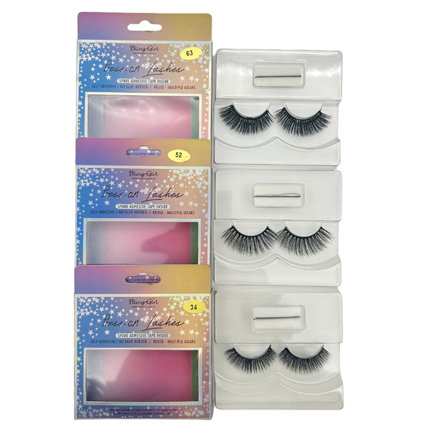 Bling Girl Self Adhesive Quick Press on eyelash 3 Pairs #52 ,#38 &amp; #34