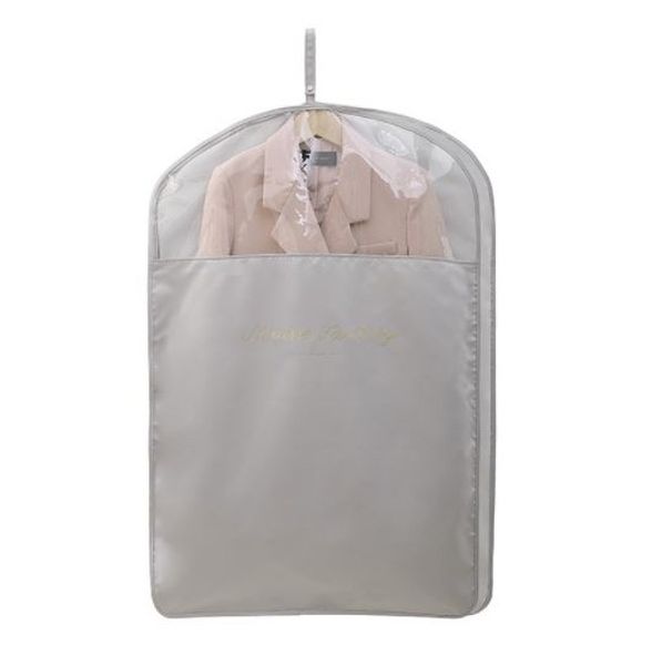 Olive Tree - Silky Satin Garment Bag Coat Suits Dress Carry Cover - Grey -S