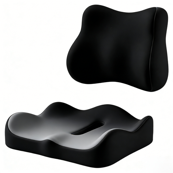 Office Seat Cushion with Lumbar Support, Ergonomic Long Sitting Relief