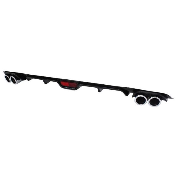 Universal Rear Diffuser with Brakelight-Double Sided Twin-Pipes-Gloss Black