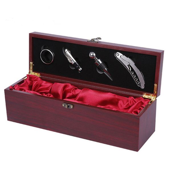 Wine Box with 4 Wine Accessories Set Holiday Christmas Storage Box Gift