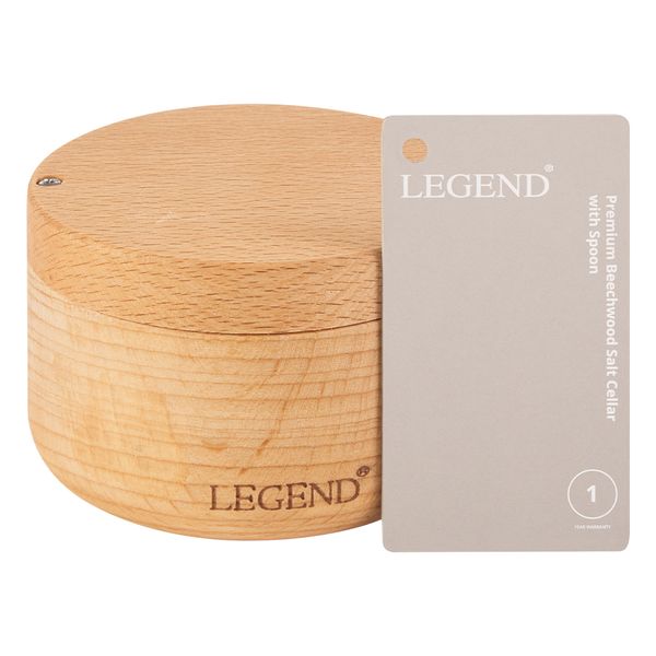 Legend Premium Beechwood Salt cellar &amp; spoon