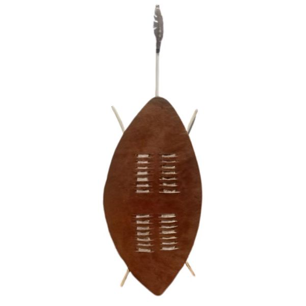 Authentic Brown Zulu Warrior Shield Isihlangu - 92cm Tall