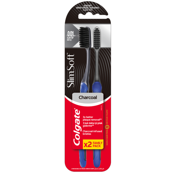Colgate Slim Soft Charcoal Toothbrush - 2 Pack