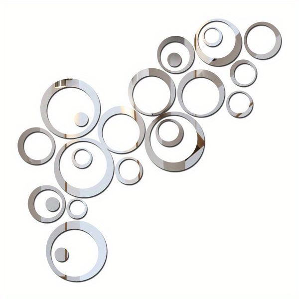 Circle Crystal Wall Mirror Sticker - 24 Piece