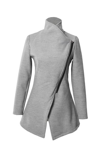 Metallic Silver Asymmetric Coat