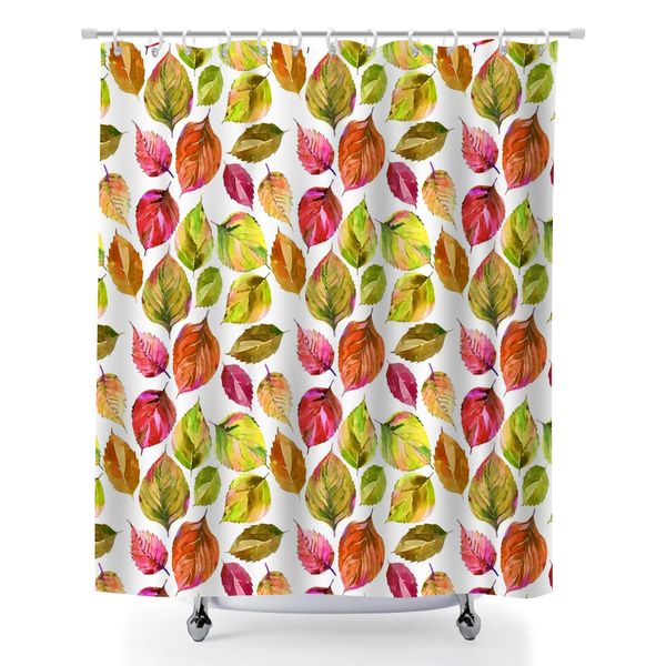 Bathroom Bath Curtain, 180x180cm Tropical Print Fabric Shower Curtain