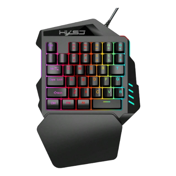 HXSJ - Single Hand Gaming Keyboard With Double Shot ABS Keycaps - Black