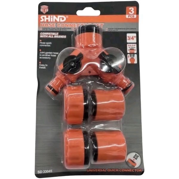 Shind 3/4-Inch Hose Connector Set With 2-Way Valve And Fittings
