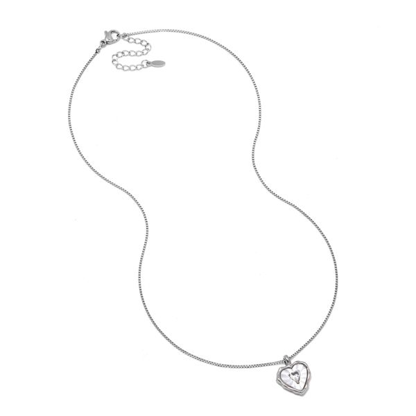 Steel My Heart Waterproof Heart Cubic Zirconia Stainless Steel Necklace