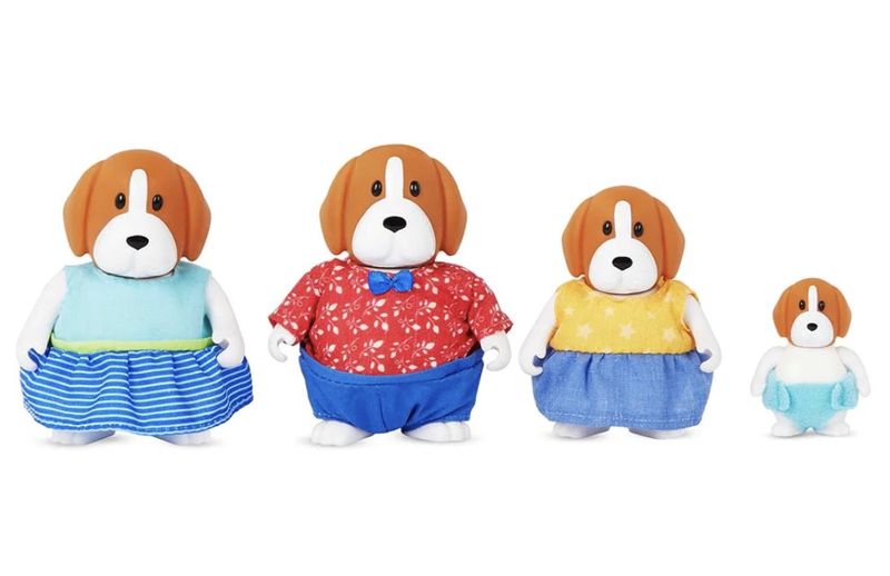 Li'l Woozeez Houndley Beagle animal family of 4 dogs with cute clothes