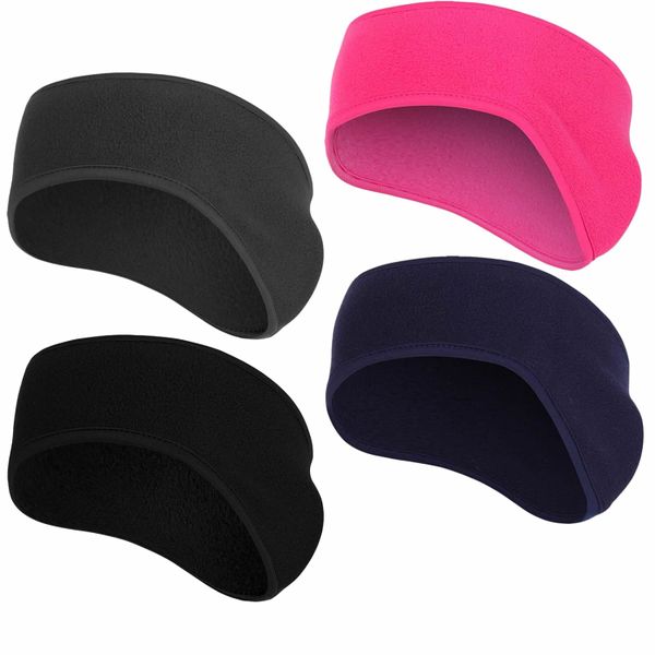 Ear Warmers Headband, Fleece Earmuffs Headband Winter Ear Covers - 4Pieces