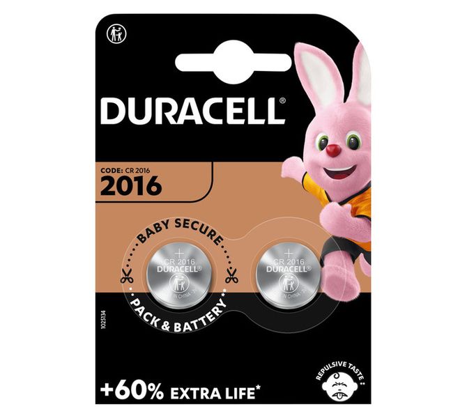 Duracell Lithium Coin Speciality CR2016 - 2 Batteries