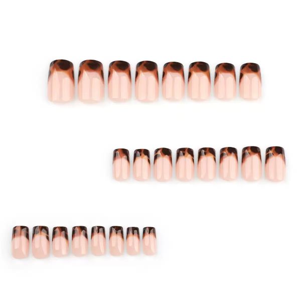 Fall French Nude Press On Nails Medium Square Acrylic Nail Art Kit
