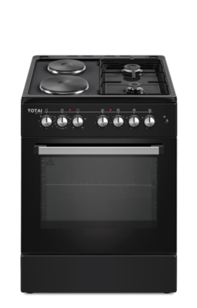 Totai 03/T400GE - 2 gas &amp; 2 electric stove with electric oven 60cm - Black