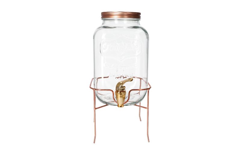 Danny home Glass 4L Drinks Dispenser With Tap and Iron Stand